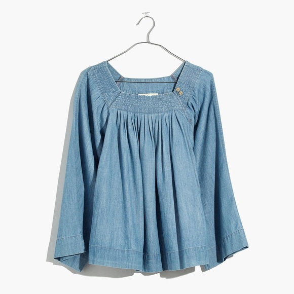 Madewell Square Neck Denim Top Size Small - Picture 11 of 11